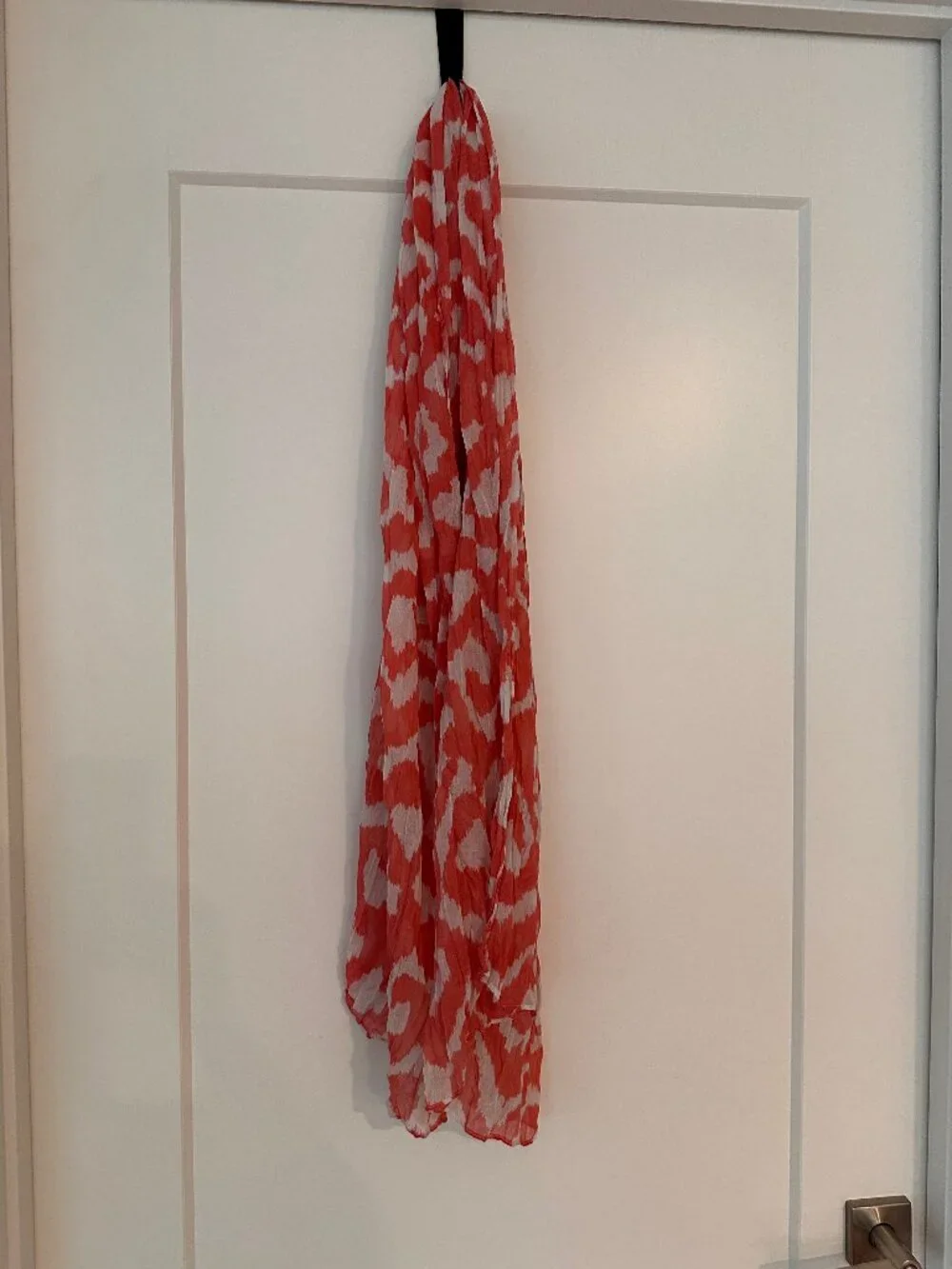 Light Weight Fashion Scarf, D & Co, Coral and White Print